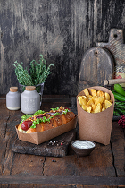 Упаковка для картофеля фри 126х50х135 мм 300 мл 50 шт FRY L кармашек КРАФТ КАРТОН "OSQ", 50 шт./упак